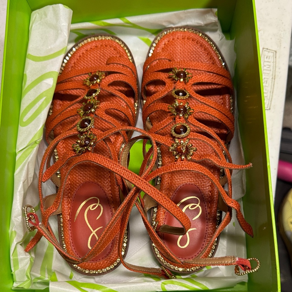 Sam Edelman Strappy Orange Sandals